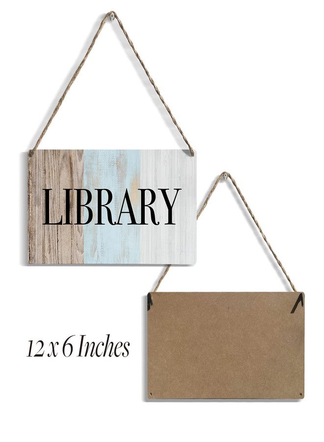 HTBIG Rustic Wood Sign Library Home Farmhouse Wall Hanging Decor Minimalism Wooden Wall Art Decor Decorative Plaque Sign for Book Lover Kids Room House Front Door Bedroom Outside Room Library Reading Room - Image 2